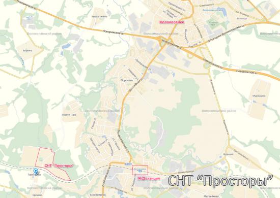 Карта местности СНТ "Просторы"